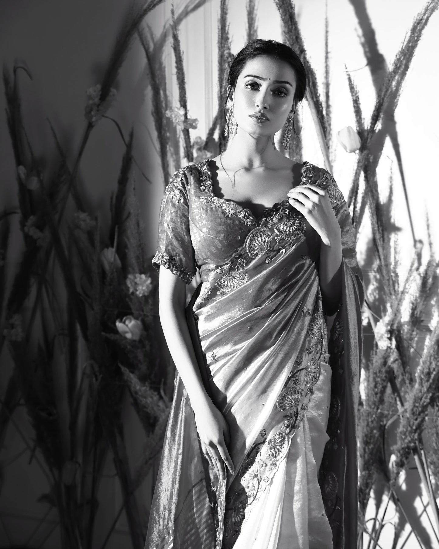 fuschia pink ombre saree