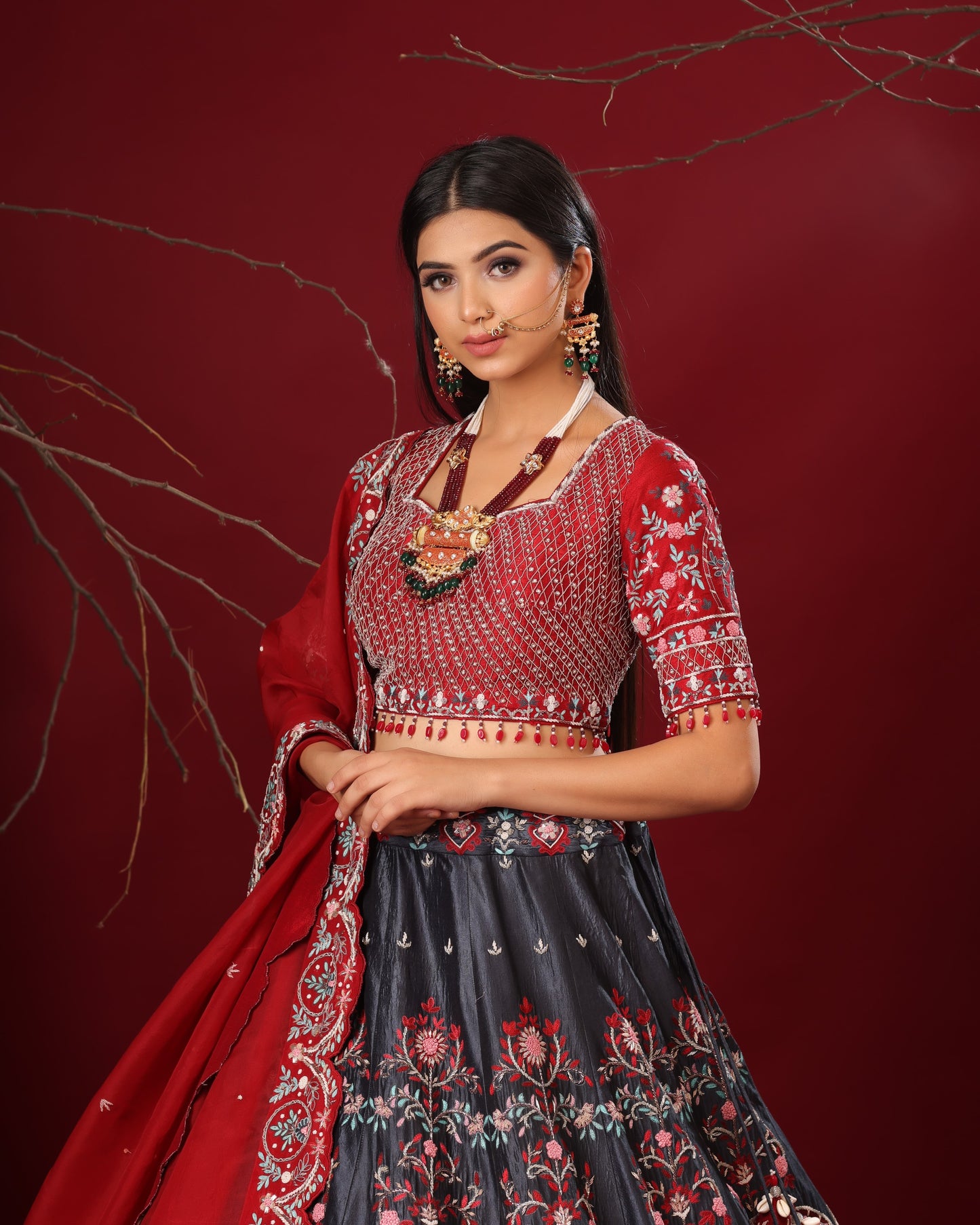 Grey lehenga set