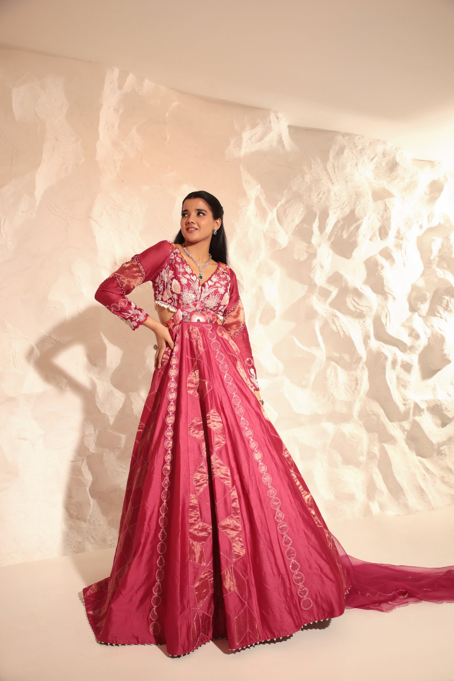 Pink Applique Anarkali