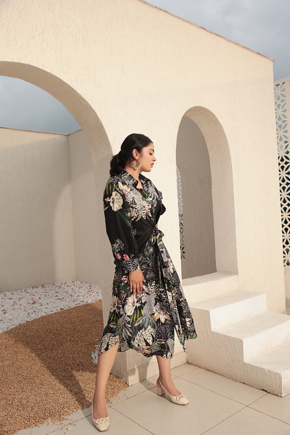 Black Knotted Midi Dress