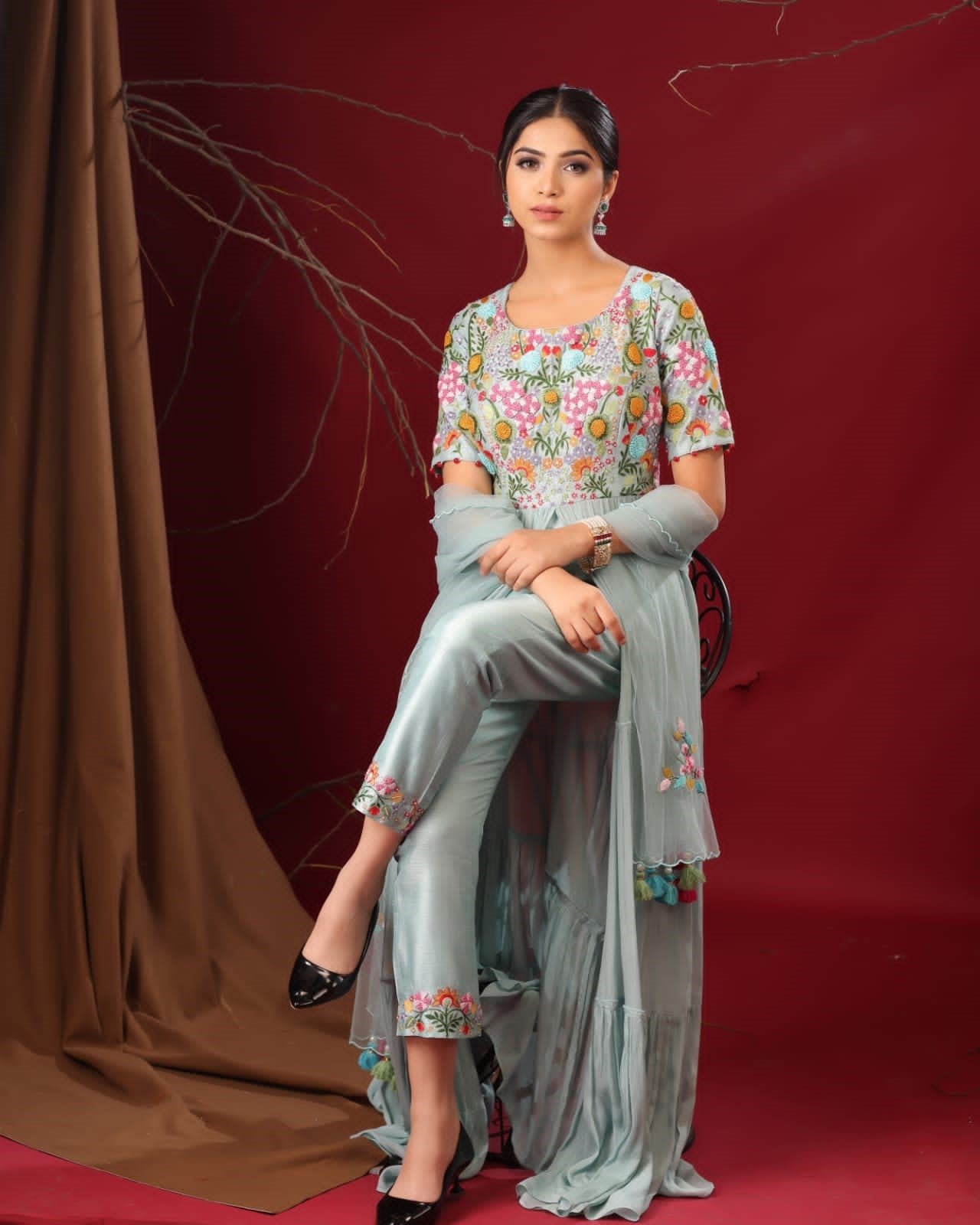 Firozi short anarkali