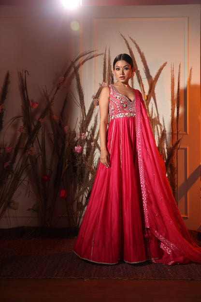 Cherry Red Anarkali
