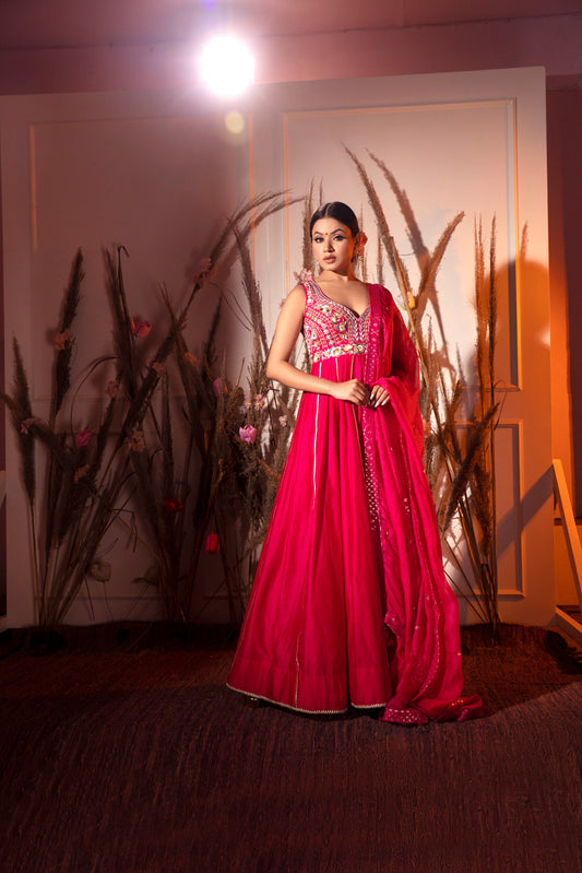 Cherry Red Anarkali
