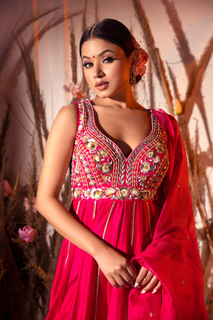 Cherry Red Anarkali