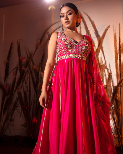 Cherry Red Anarkali
