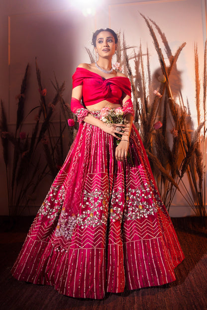 Cherry Red Lehenga Set