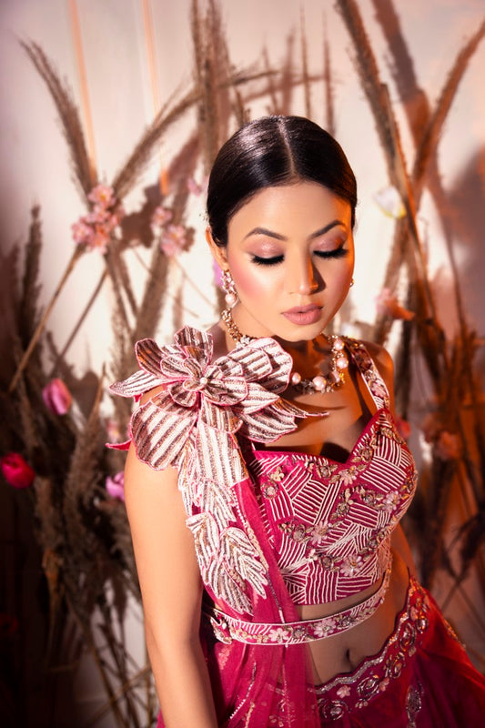 Cherry Red Lehenga Set