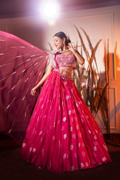 Cherry Red Lehenga Set