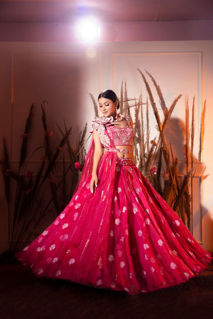 Cherry Red Lehenga Set