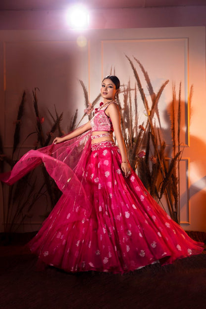 Cherry Red Lehenga Set