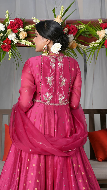 Fuschia pink anarkali