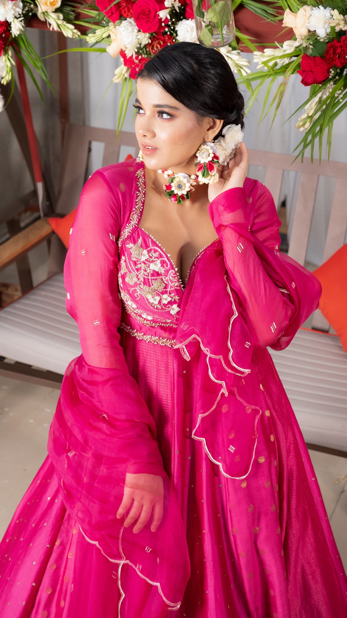 Fuschia pink anarkali