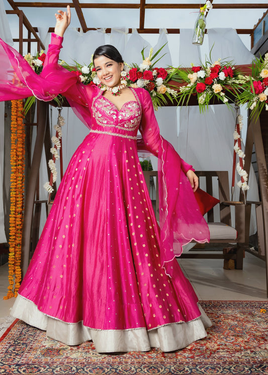 Fuschia pink anarkali