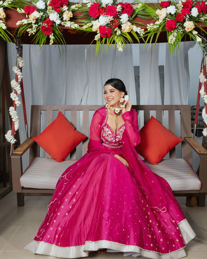 Fuschia pink anarkali