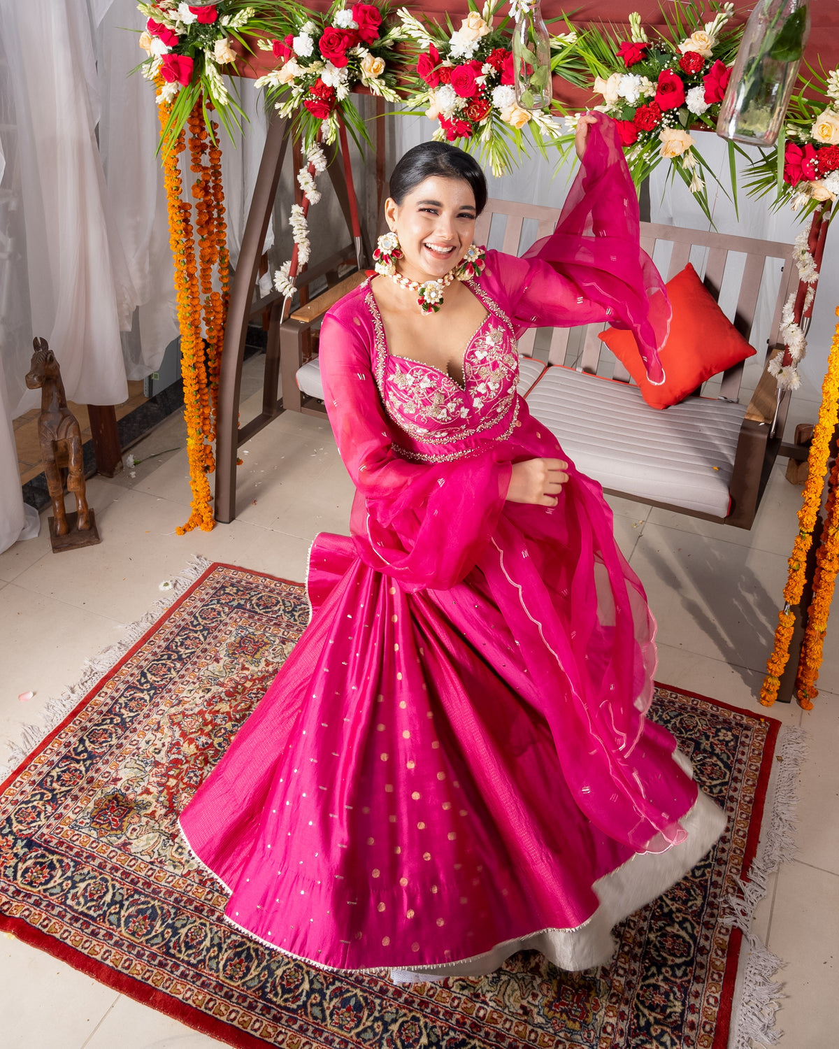 Fuschia pink anarkali