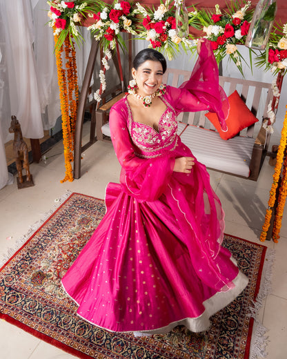Fuschia pink anarkali