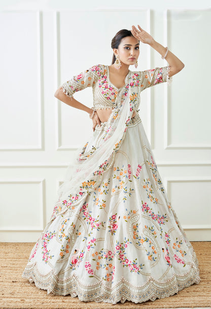 Ivory Tissue Lehenga Set