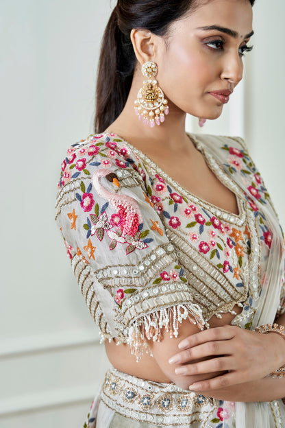 Ivory Tissue Lehenga Set