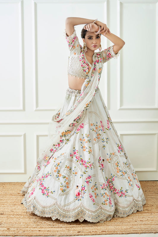 Ivory Tissue Lehenga Set