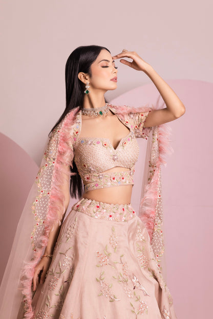 Powder Pink Organza Lehenga Set