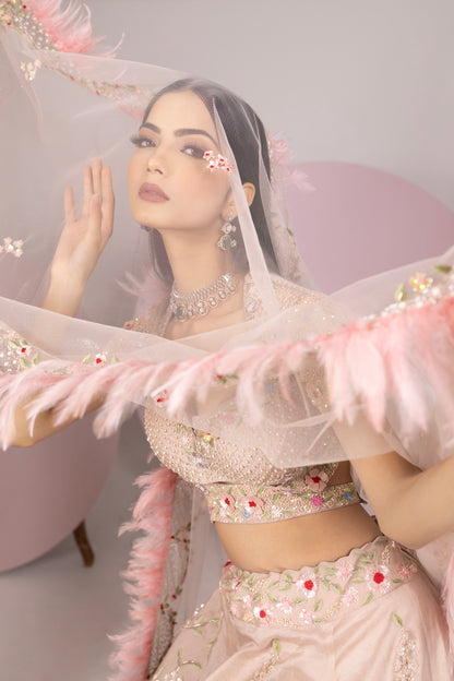 Powder Pink Organza Lehenga Set