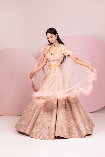 Powder Pink Organza Lehenga Set