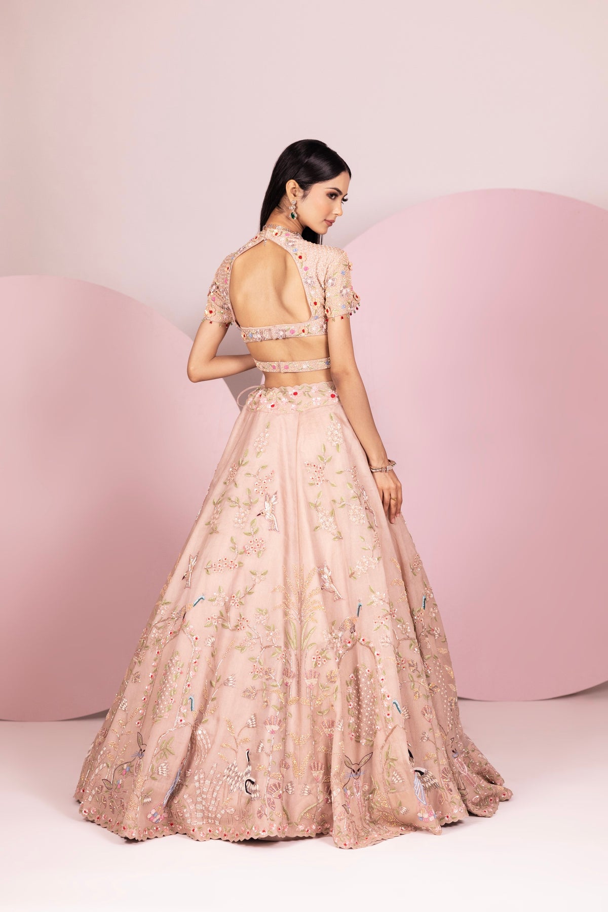 Powder Pink Organza Lehenga Set