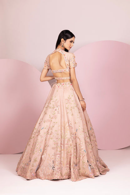 Powder Pink Organza Lehenga Set