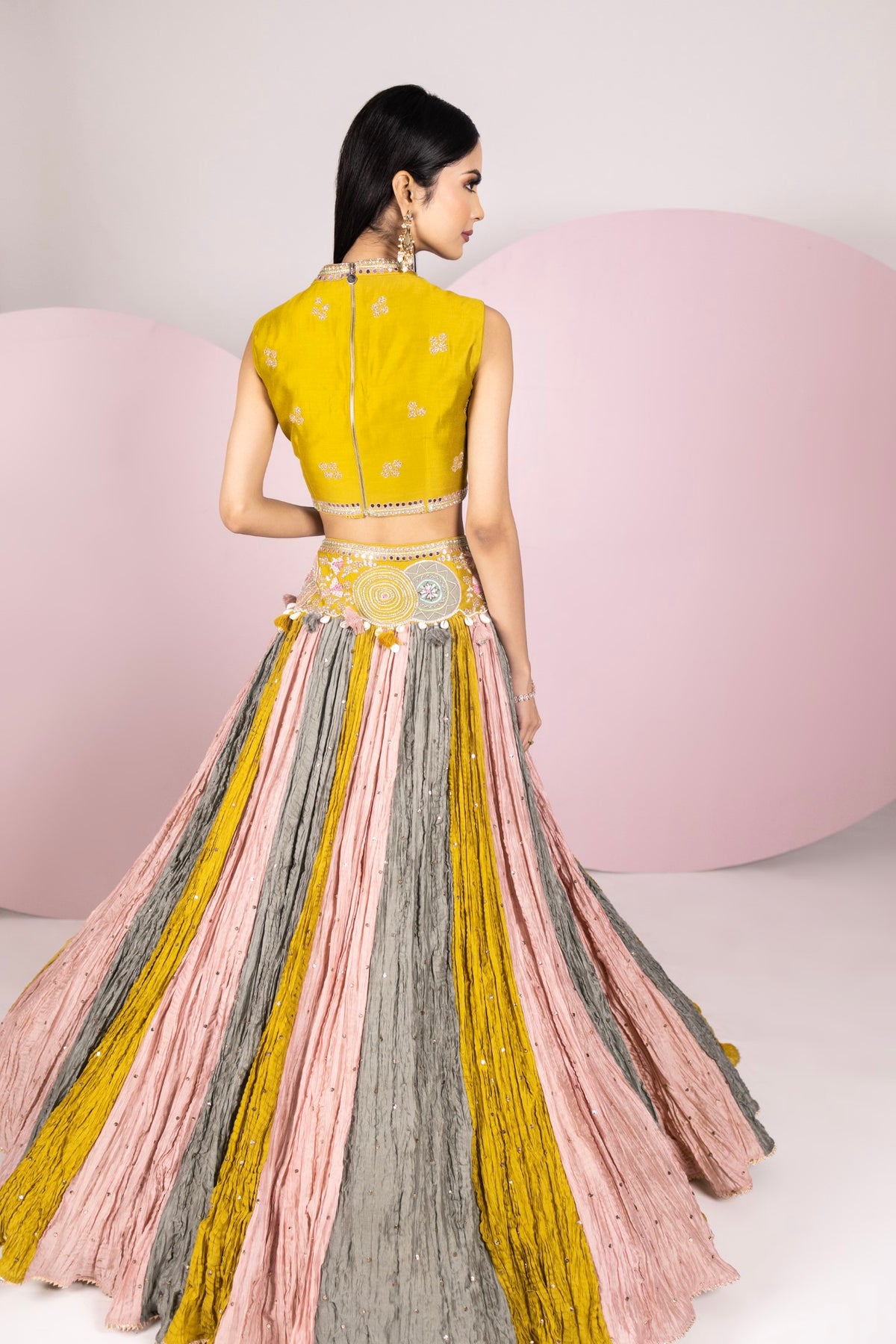 Crinkled Chanderi Lehenga Set