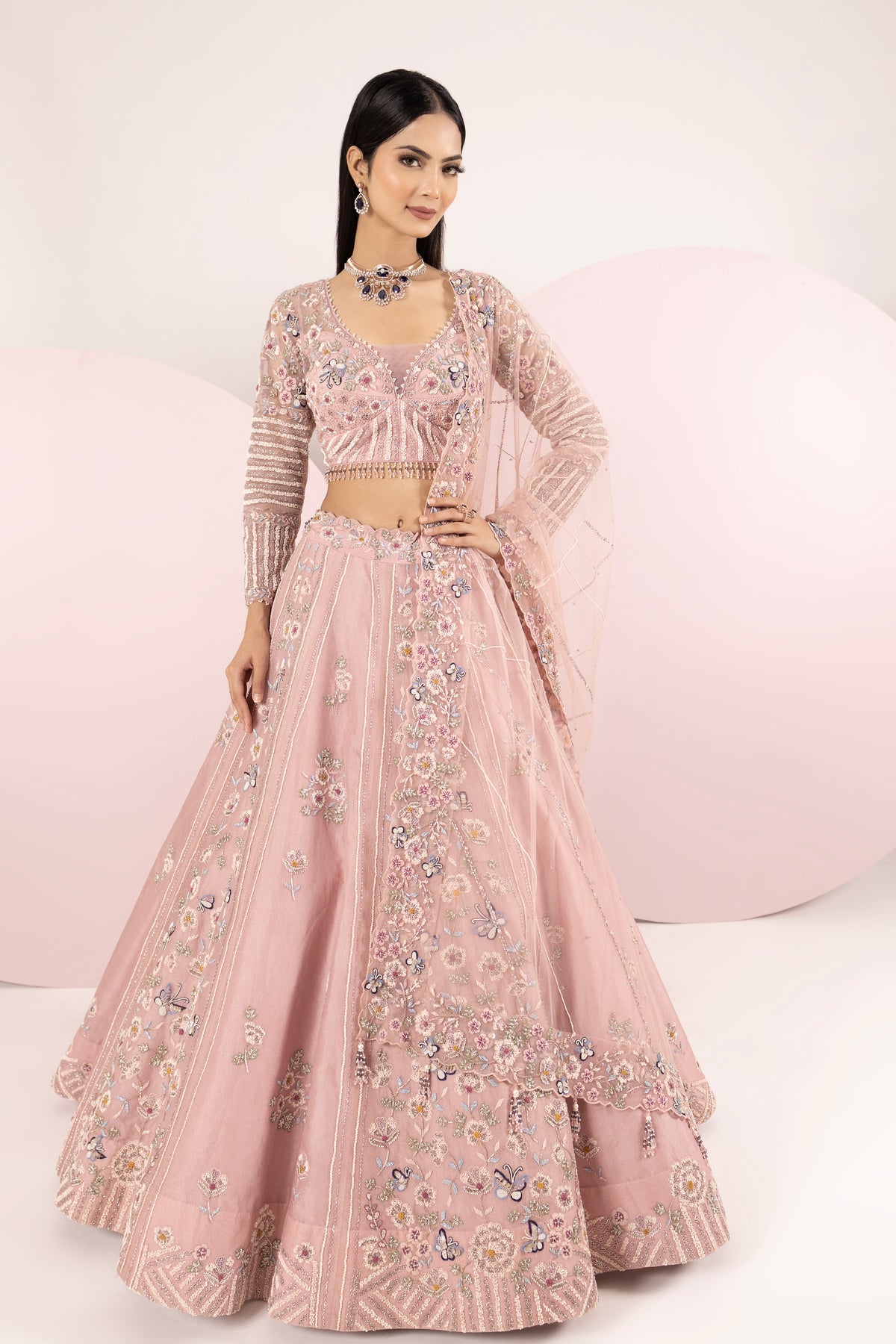 Pastel Pink Organza Lehenga Set