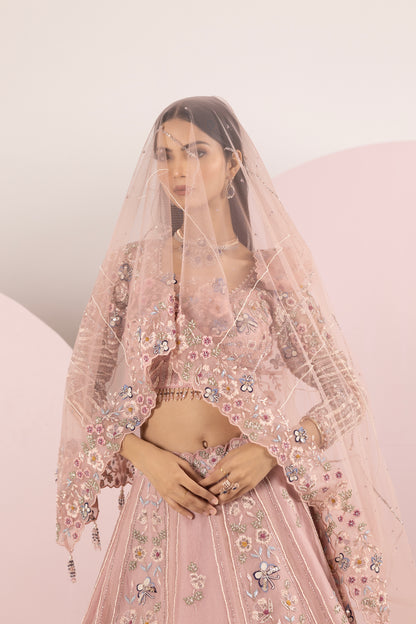 Pastel Pink Organza Lehenga Set