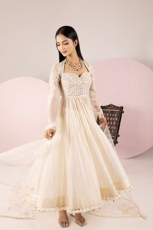 White Anarkali Suit