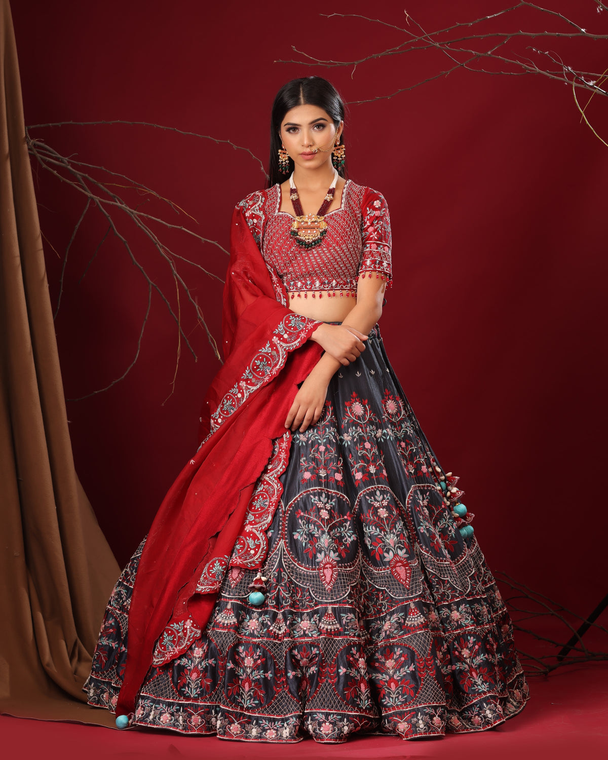 Grey lehenga set