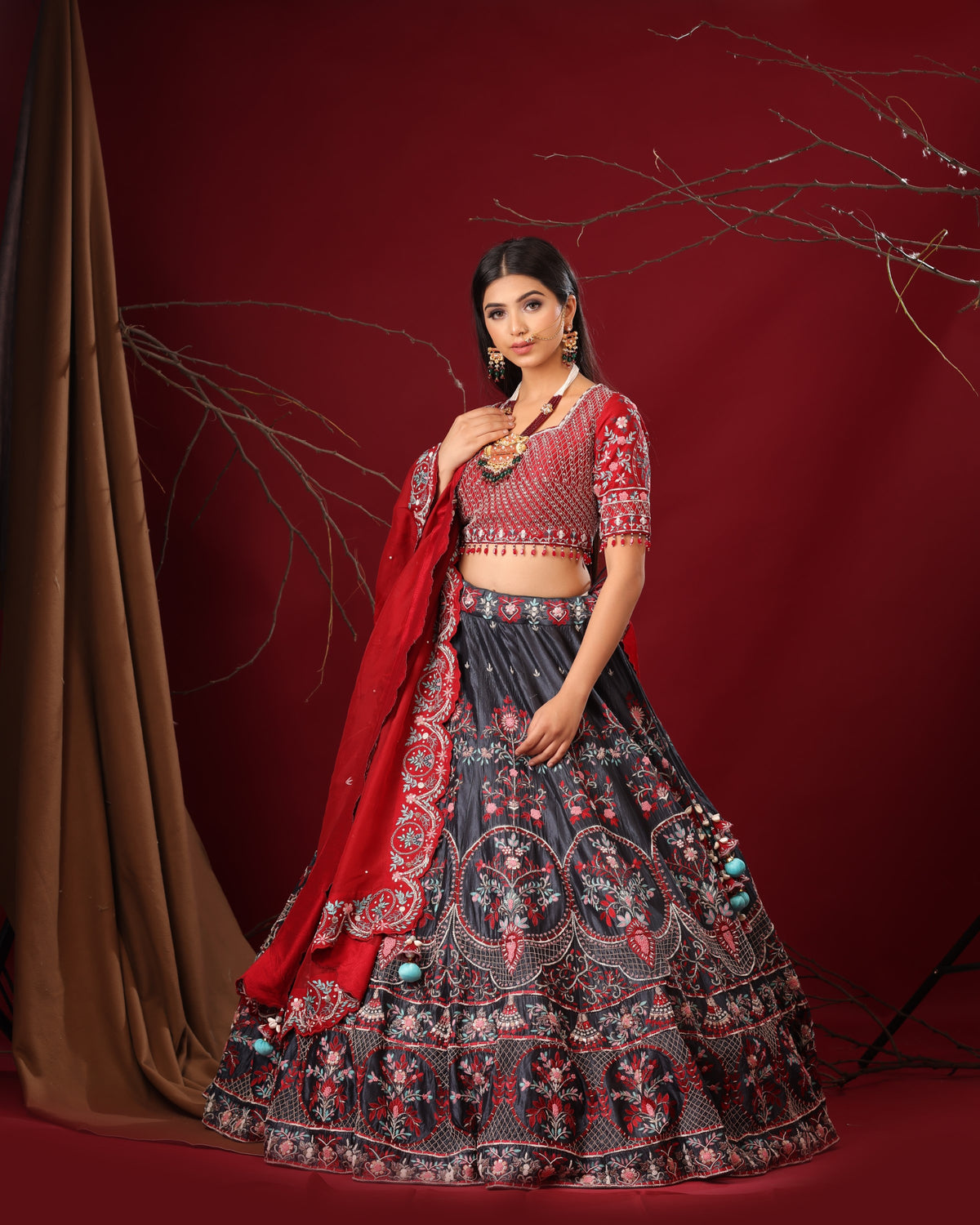 Grey lehenga set
