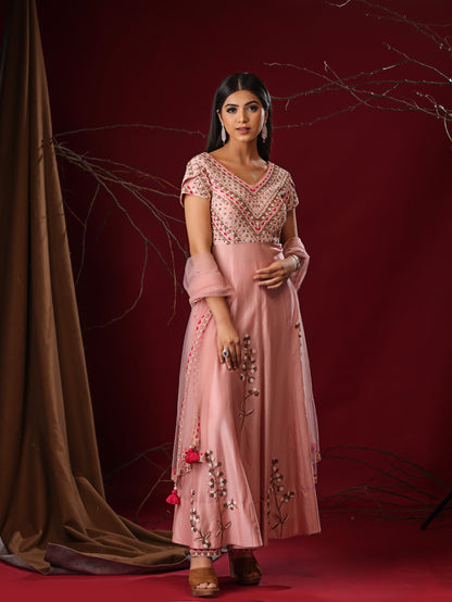 Powder pink anarkali