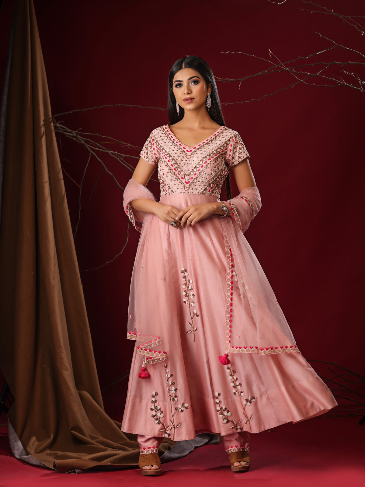 Powder pink anarkali