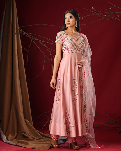Powder pink anarkali