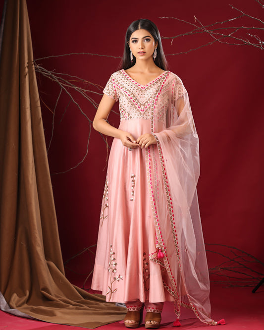 Powder pink anarkali