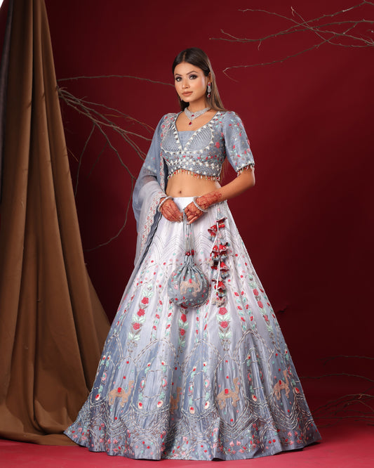 Grey ombre lehenga set