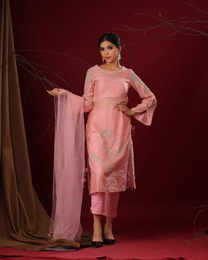 Pastel pink kurta set