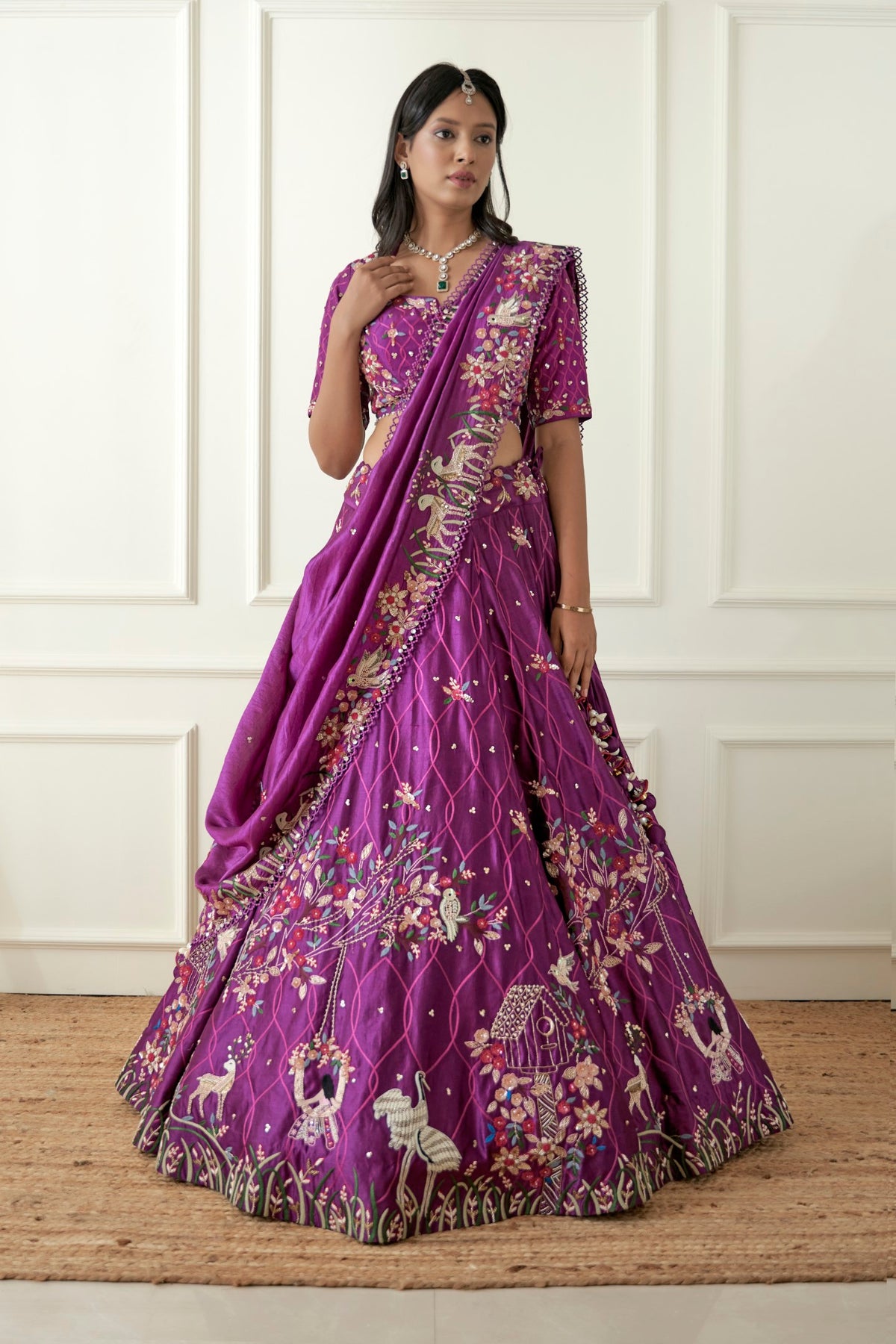 Purple Silk Lehenga Set