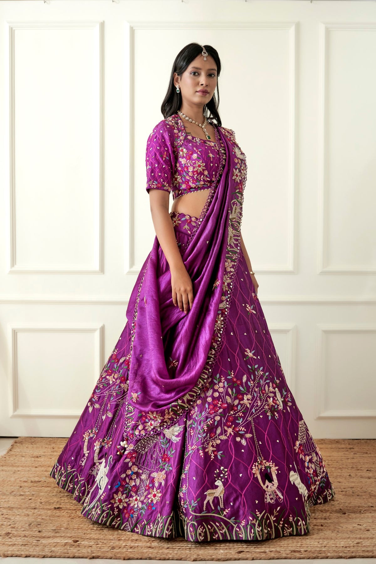 Purple Silk Lehenga Set