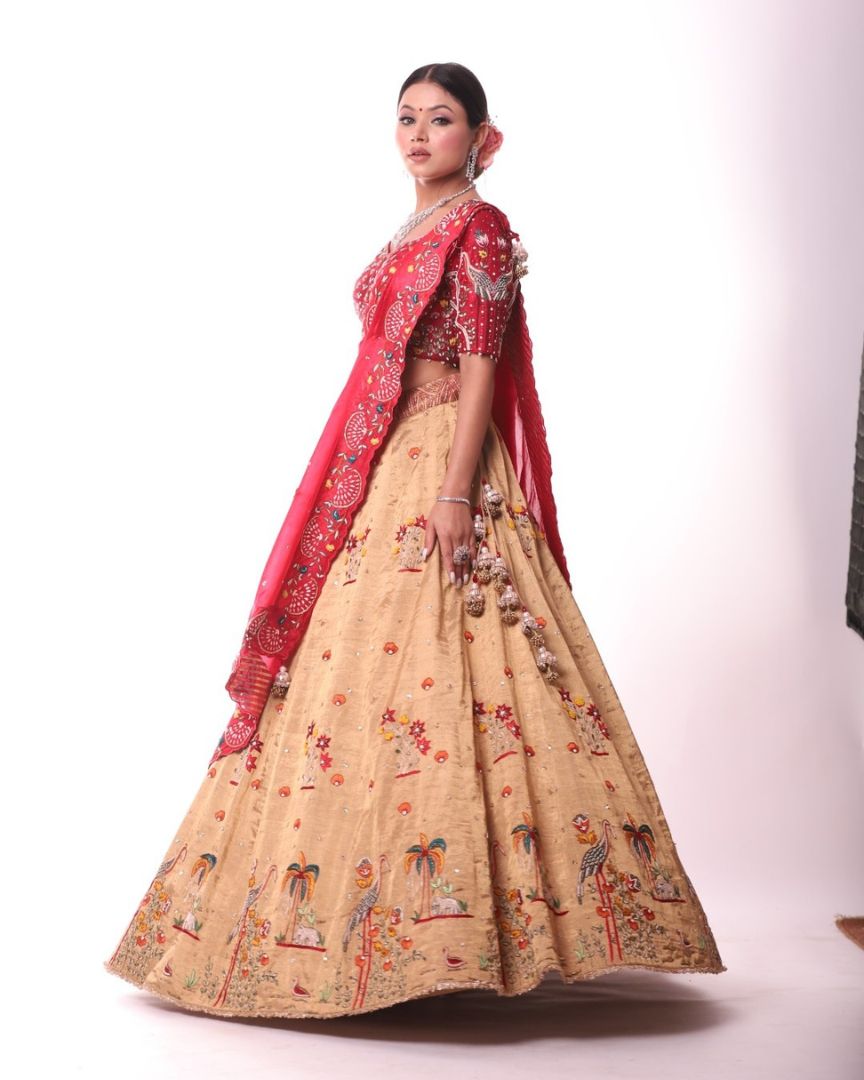 Golden Tissue Lehenga Set