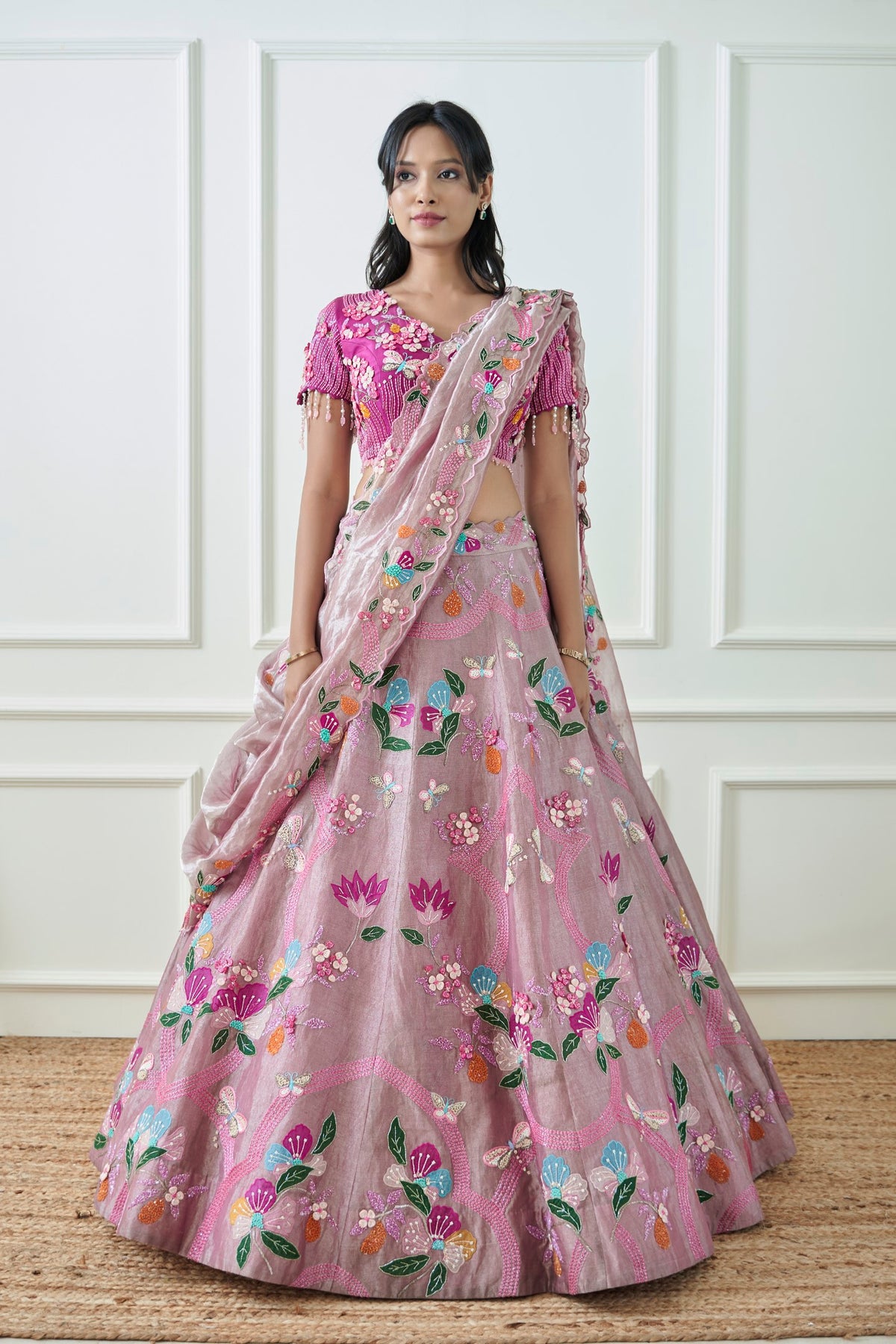 Lilac Tissue Lehenga Set