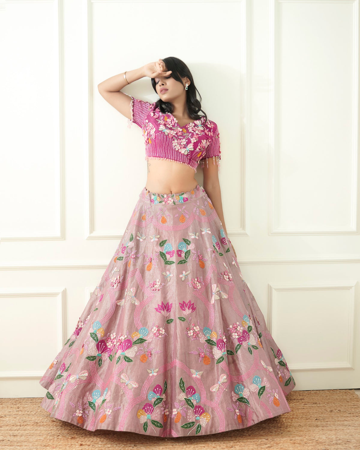 Lilac Tissue Lehenga Set