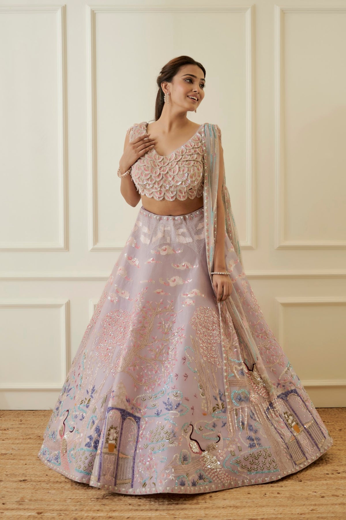 Lilac Organza Lehenga Set
