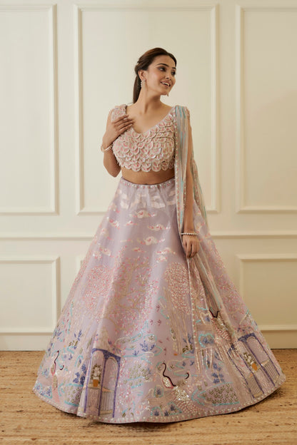 Lilac Organza Lehenga Set