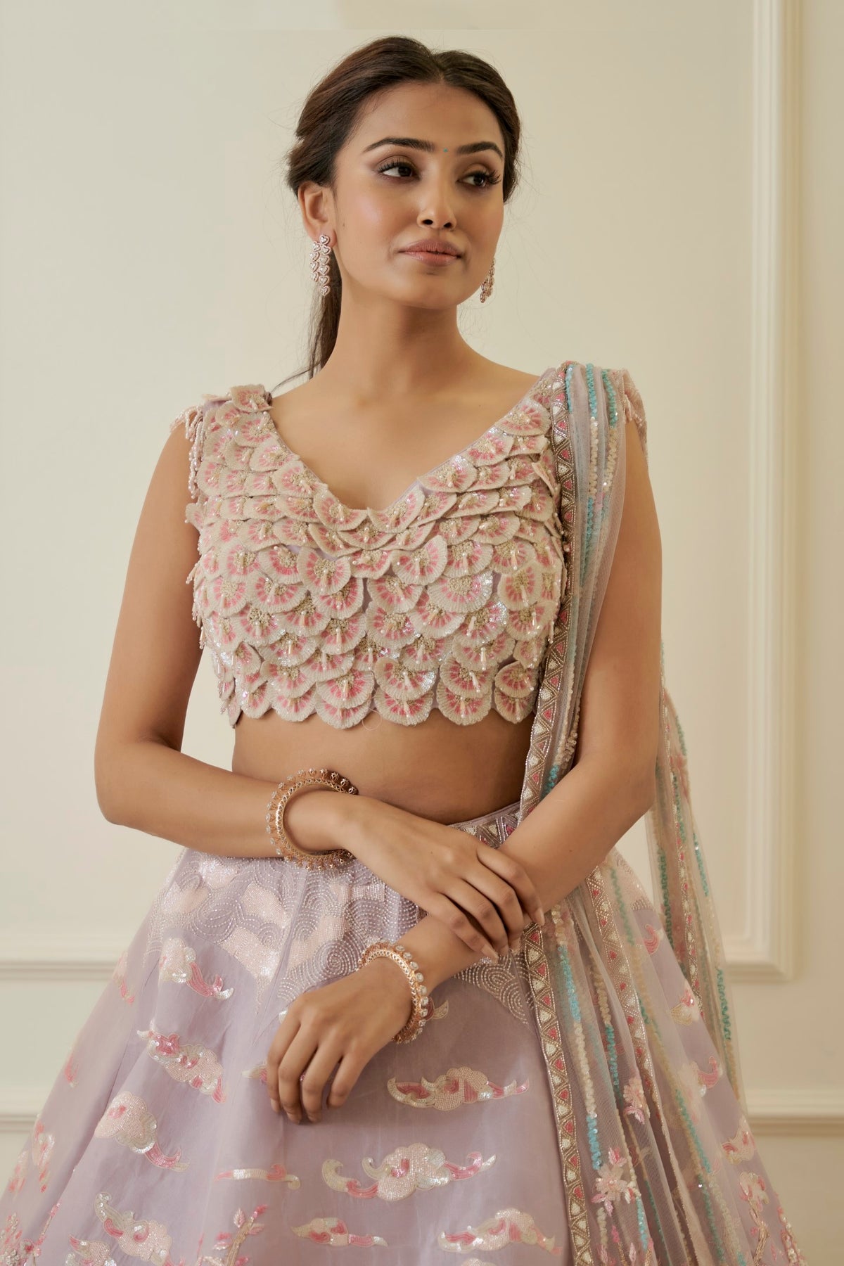 Lilac Organza Lehenga Set