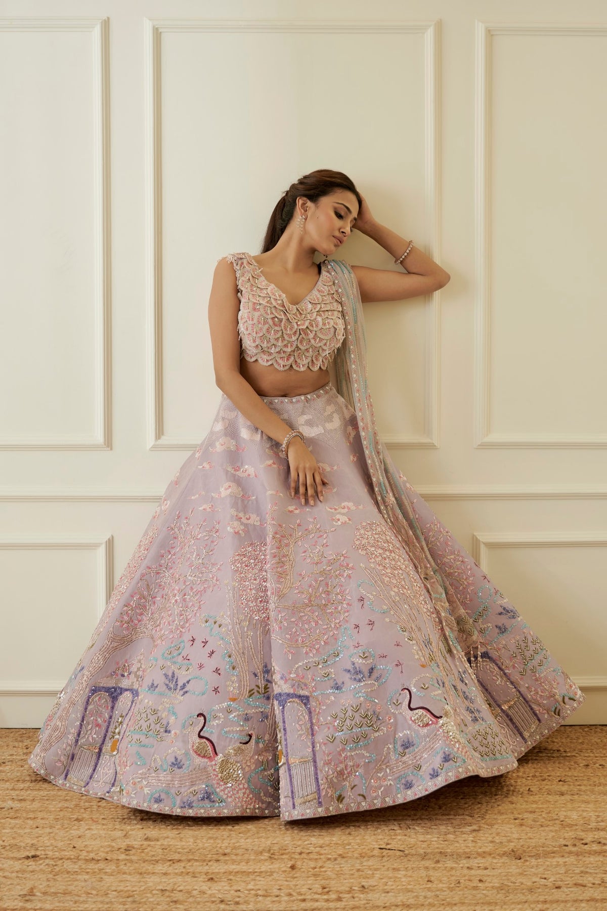 Lilac Organza Lehenga Set