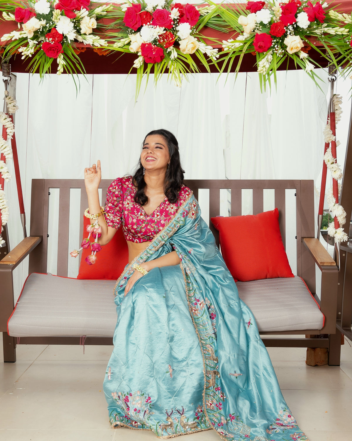 Firozi silk saree